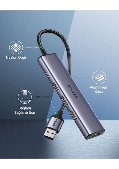 Ugreen Usb Hub 4 Usb 3.0 Bağlantı Noktası Veri Yuvası Usb., 20805