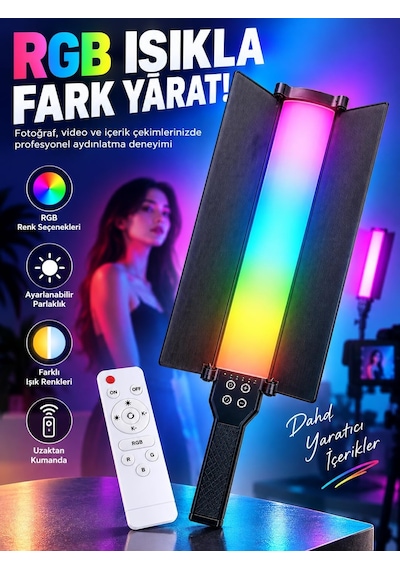 Profesyonel Rgb Video Işığı Kumandalı Led Çekim Lambası Ayarlanabilir Parlaklık Fotoğraf Ve Canlı Yayın Işı