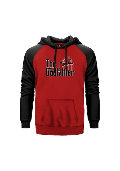 The Godfather Black Text Kırmızı Renk Reglan Kol Sweatshirt Kırmızı