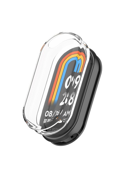 Xiaomi Mi Band 8 İle Uyumlu Silikon Kasa Ekran Koruyucu 360 Şeffaf Tam Kapatan Çerceve Pc Kasa Koruma Gard Çerçeve Şeffaf Çok Renkli