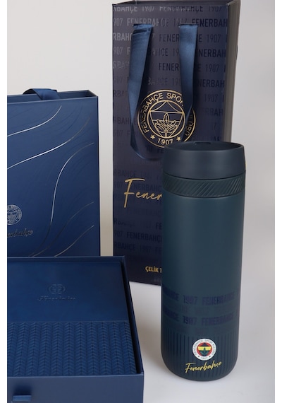 X Dekomus Lisanslı Fenerbahçe Özel Çanta Kutulu 550 Ml Çelik Termos Ve Kutulu Ajanda Tükenmez Kalem Seti Açık Gri