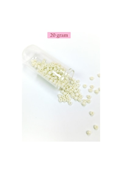Dökme Cam Kum Boncuk Büyük Boy 6/0 4 Mm - 20 Gram - Krem - Bnc071