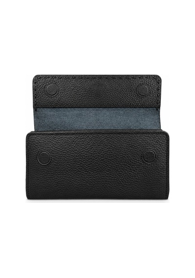 Alphaclub Bag Kadın Hakiki Deri Siyah Renk Kartlıklı Çok Bölmeli Uzun Cüzdan