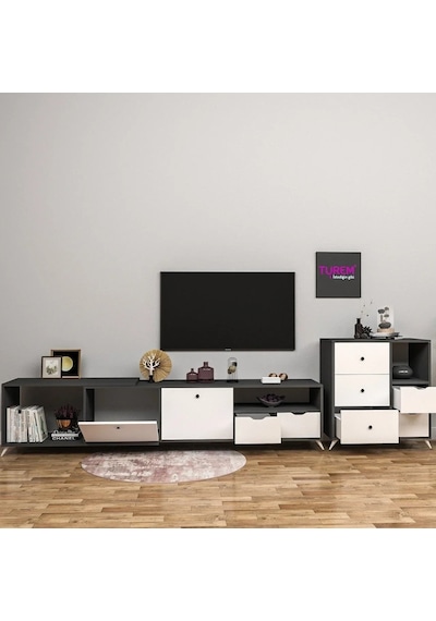 Mavi Tv Ünitesi Mdf Antrasit Mavi Tv Ünitesi Mdf Antrasit