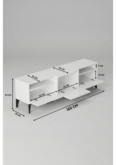 Mistral Tv Sehpası Metalik Beyaz 160x40 Cm Çok Renkli