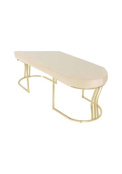 Viego Gold Smooth- Krem Kapitoneli Model Puf & Bench & Koltuk- Oturak-uzun Makyaj Puff-yatak Odası Ucu &önü