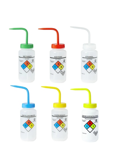 Piset 500 Ml - Ldpe Yıkama Şişesi - 6lı Set - Yüzey Baskılı - Renkli Kapaklı - Geniş Boyunlu