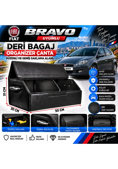 Fiat Bravo Uyumlu Oto Bagaj Organizeri Deri Bagaj Kutu Çanta 1
