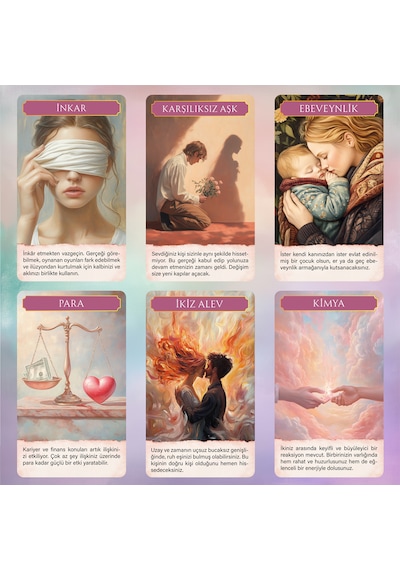 Kalbin Fısıltıları Gerçek Aşk 70 Adet Tarot Kehanet Kartı