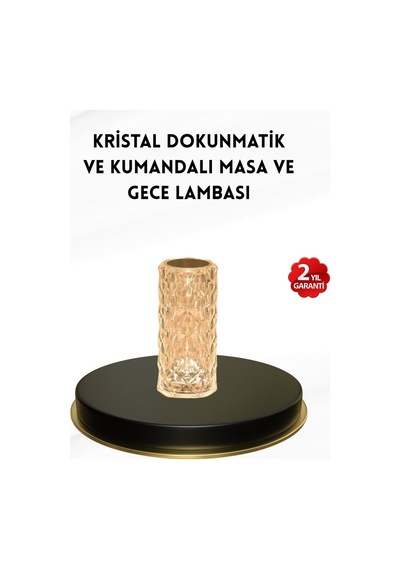 Kristal Tasarımlı Rgb Led Gece Lambası Kumandalı Renk Değiştiren Dekoratif Işık