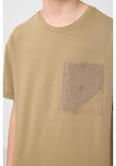 Koyu Bej-camel Pamuklu Oversize Fit Dokuma Hafif Esnek Chino Erkek Çocuk Şort Takım - 11278 Koyu Bej