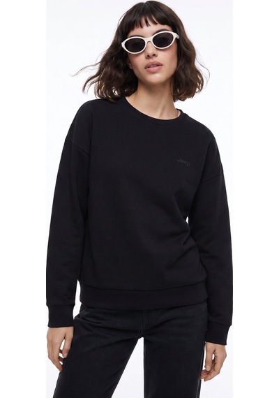 Jeep Siyah Kadın Bisiklet Yaka Relaxed Baskılı Sweatshirt J5wl-swt7089