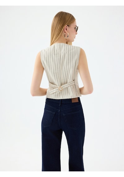Slim Fit Kadın Yelek Denim