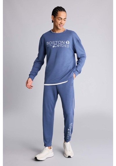Defacto Nba Boston Celtıcs Boxy Fıt Bisiklet Yaka Skuba Dalgıç Kumaş Sweatshirt F6975ax26spın271 İndigo-ın271