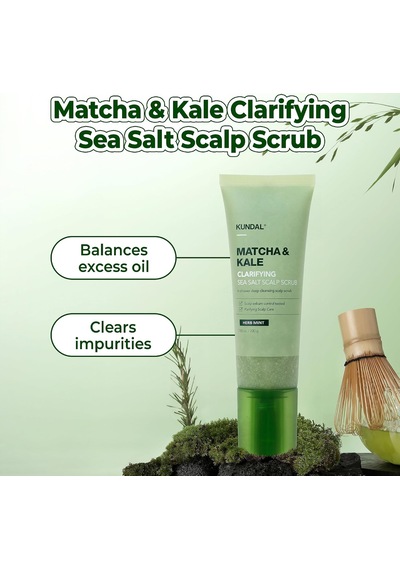 Yağlı Saçlara Dökülme Karşıtı Saç Derisi Peelingi Matcha&kale Clarifying Sea Salt Scalp Scrub