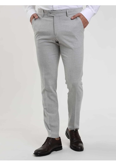Dufy Gri Erkek Ekstra Slim Fit Melanj Desenli Klasik Pantolon - 103508-gri Gri