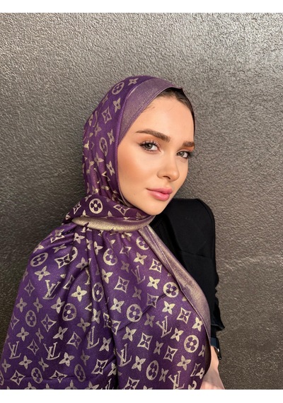 Miorel Scarfs Lv Desen Kaşmir İpek Şal Mor