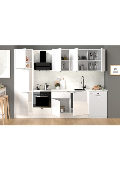 300 Cm %100 Mdf Tezgahlı Efil Ankastre Mutfak Dolabı Beyaz