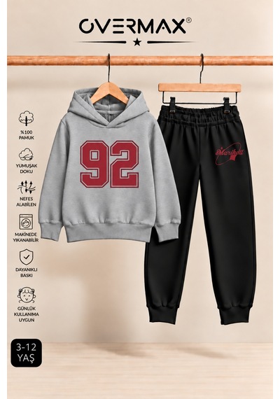 Overmax 92 Baskılı Çocuk Kapüşonlu Sweatshirt Eşofman Takımı- 3-12 Yaş Gri Üst-siyah Alt - 928463396 Gri Üst-siyah Alt Overmax 92 Baskılı Çocuk Kapüşonlu Sweatshirt Eşofman Takımı- 3-12 Yaş Gri Üst-siyah Alt - 928463396 Gri Üst-siyah Alt