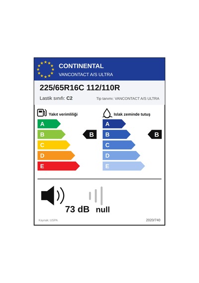 Continental  225/65 R16 112/110R Vancontact A/S Ultra Dört Mevsim Lastiği 2026