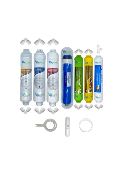 Pemax Water Kapalı Kasa Su Arıtma Cihazlarına Uygun Eco 7li Reverse Osmosis Alkali+mineral Mebran Set