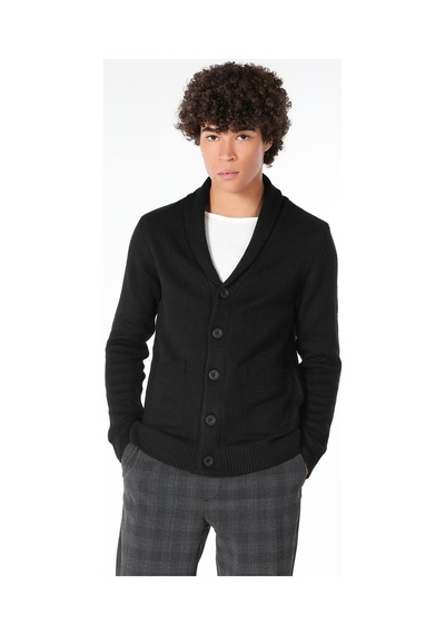 Colin's Slim Fit Düğmeli Siyah Erkek Hırka CL1059692_Q1.V2_BLK