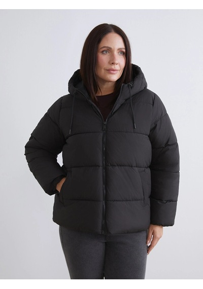 LC Waikiki Lcwaıkıkı Classic Siyah Kapüşonlu Kadın Şişme Mont New Blaçocuk Kız