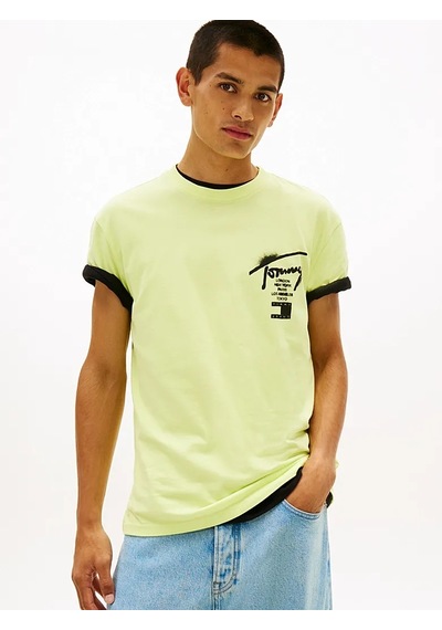 Tommy Hilfiger Tjm Reg Cıty Sıgn Ss Tee Ext Erkek Yeşil T-shirt - Dm0dm22553