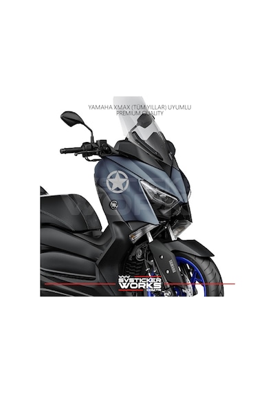 Yamaha Xmax Yıldız Sticker Yan Grenaj Desen İkili Sticker Gri