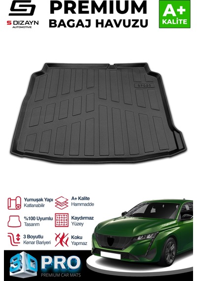 S-dizayn Peugeot 308 3d Pro Bagaj Havuzu 2013-2021 A+ Kalite