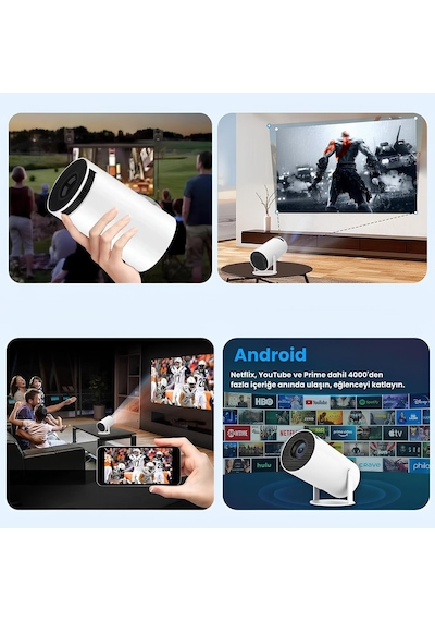 Harvox Hy300 Pro Upgrade Projeksiyon Cihazı Android Wifi Bluetooth Taşınabilir Mini Projektör Hd 720p
