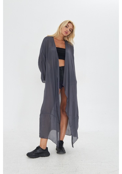 Kutaf Antrasit Ultra Soft Uzun İ Kimono Gri
