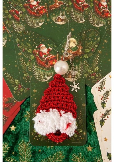 Noel Baba Şapkası Anahtarlık 012 Gümüş - Kırmızı