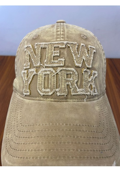 Hamze Vintage Yıkamalı Eskitme Model İthal Nakışlı Unisex Cap Şapka Hardal