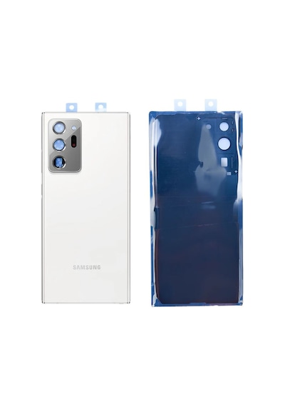Samsung Note 20 Ultra Kamera Camlı Beyaz Uyumlu Arka Kapak Batarya Kapağı Pil Kapağı Beyaz