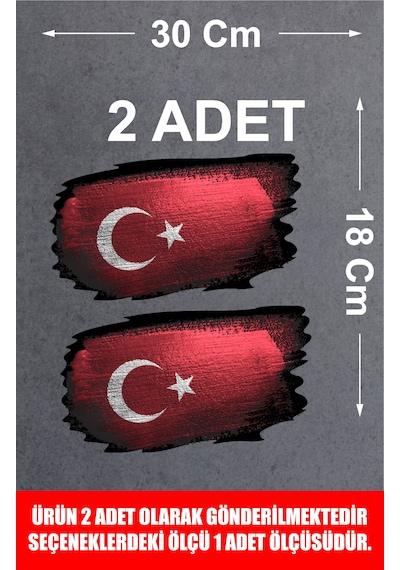 Türk Bayrağı Sticker - Türk - Bayrak - Ay Yıldız Sticker - Araba Oto Motosiklet Karavan Cam Kask Sticker - 01969 30x18 Cm