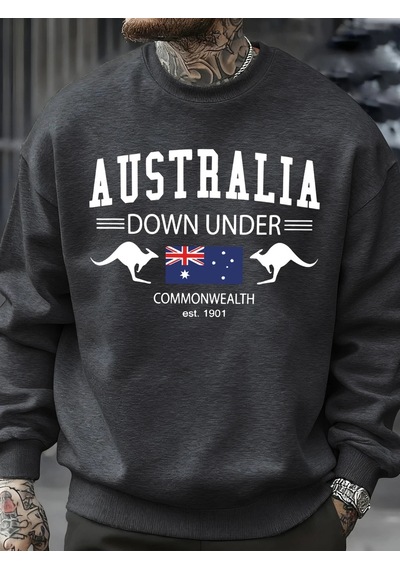 Startmore Tarzsokak Avustralya Down Under Baskılar Kazaklar Erkekler Sonbahar Tişörtü Moda Rahat Sokak Şıklığı Hi Antrasit