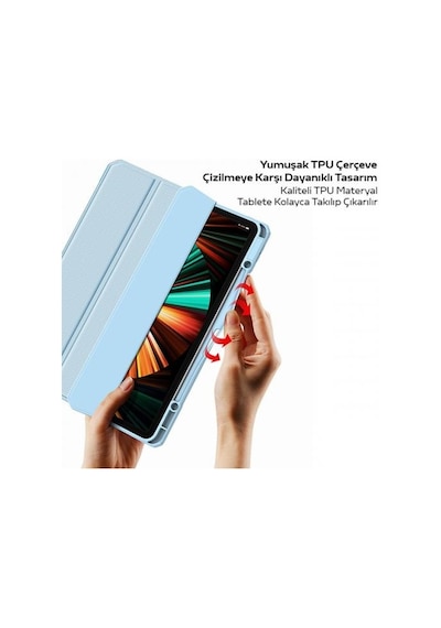 Coofbe Standlı Kalem Yerli Mıknatıslı Arkası Şeffaf Apple Uyumlu iPad Pro 11 Tablet Kılıfı 2022-2021-2020-2018