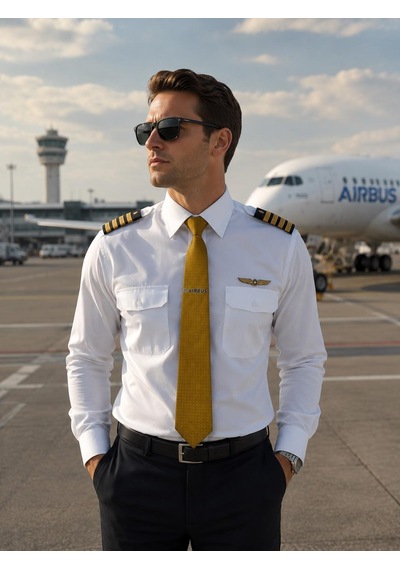 Crewturk Kravat "airbus" Sarı Desenli
