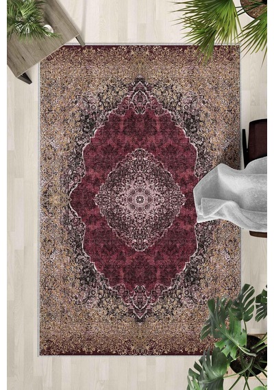 Kaymaz Taban Yıkanabilir Halı Mutfak, Salon, Yatak Odası İçin Modern Dijital Baskı Halı Slnhalı28 - 0098 Çok Renkli