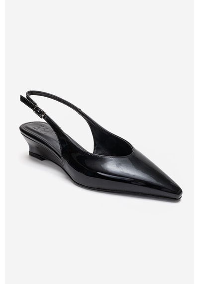 Luvishoes Rosella Siyah Rugan Mini Dolgu Kadın Topuklu Ayakkabı