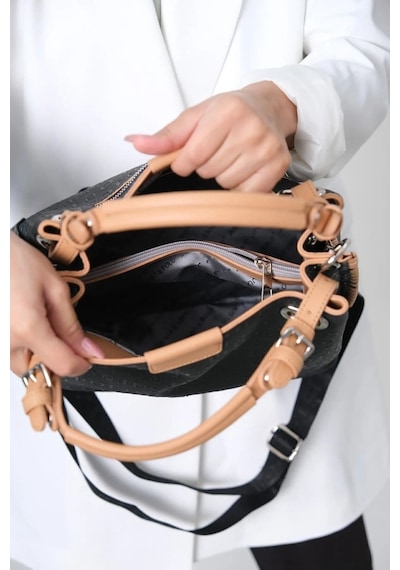 Just Polo Kadın Gofraj Kabartma Desenli Mıknatıslı Çıtçıt Kapama El Ve Omuz Çantası Mh4031mh Camel Siyah 52474285