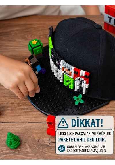Kutpia Pixel Blok Minecraft -örümcek Adam- Batman-prenses Çocuk Kep Şapka Lego Uyumlu Siperlikli 4 12 Yaş Siyah - Siyah