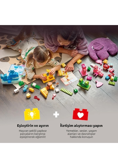 LEGO® DUPLO® Hayvan Yapma Oyunu Eğitici Oyuncak 10472 – 3 Yaş ve Üzeri için Resimli Kartlar İçeren Oyuncak Yapım Seti (94 Parça)