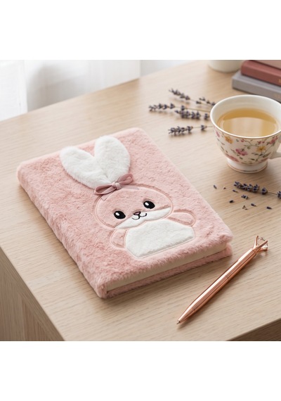 Pelüş Ve Eğlenceli Defter - Tavşan Figürlü Açık Pembe