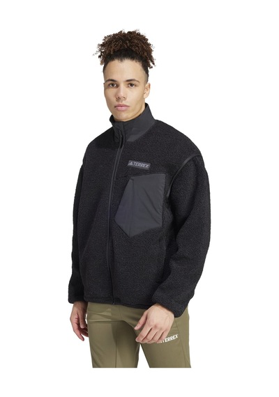 Black Adidas Erkek Koşu - Yürüyüş Sweatshirt Xpl Pile Fl Jkt Iz4995 Siyah