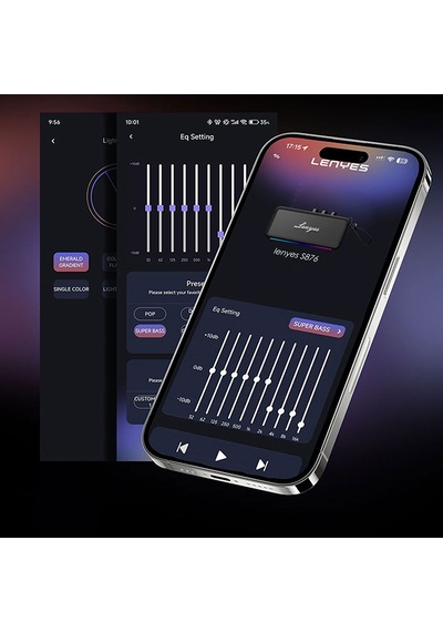 Lenyes S876 Supreme Serisi Rgb Işıklı Taşınabilir Su Geçirmez Tws Bluetooth Hoparlör V5.3 45w Bej