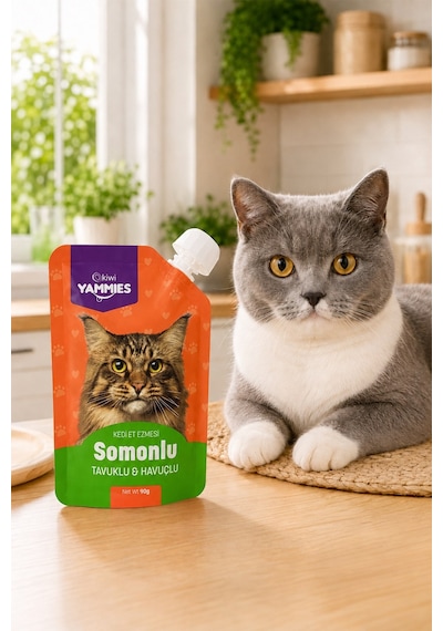 Kiwi Pets Kycc-50371 Yammies Somonlu Tavuklu Havuçlu Kedi Ezmesi 90 Gr 5 Adet