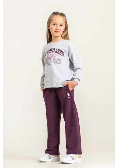 U.S. Polo Assn. Kız Çocuk Baskılı Gri Uzun Kol Eşofman Takımı Us2714-c-v2 Us2714-c-v2