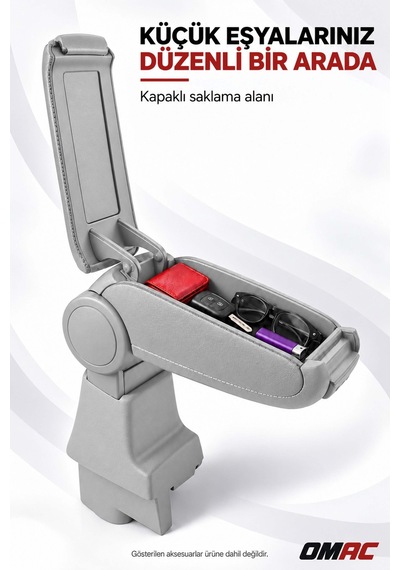 Opel Corsa D 2006-2014 Uyumlu Kolçak Kol Dayama Gri Suni Deri Araca Özel